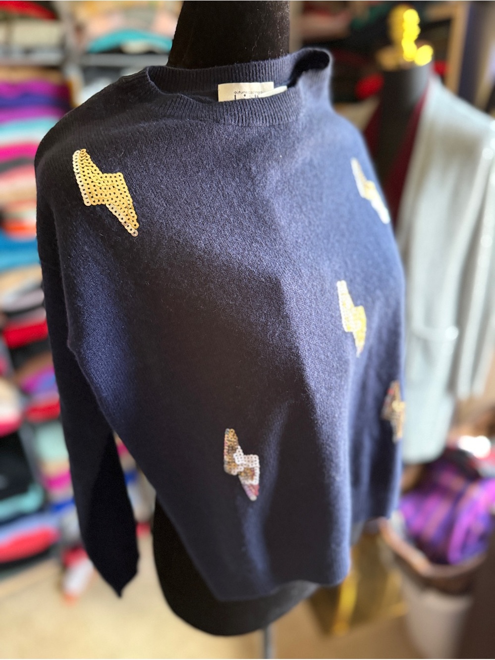Autumn Cashmere Kids Navy Crewneck Sweater Wool/Cashmere